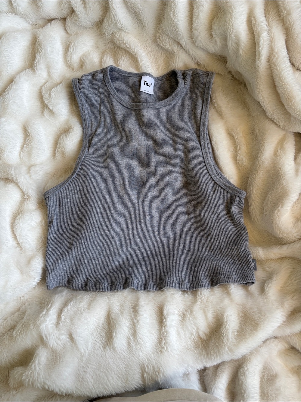 TNA Gray Ribbed Cropped Tank